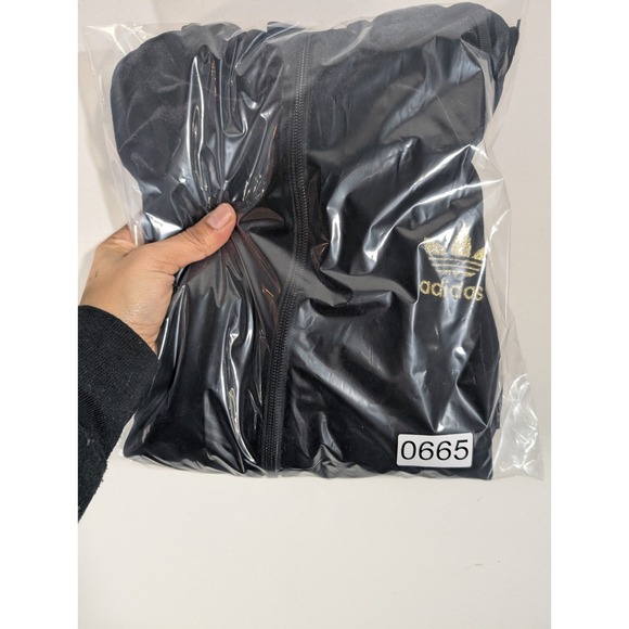 Adidas Womens Cropped Velour Track Jacket Black Sz S Y2K Blokette Sports - Picture 10 of 10